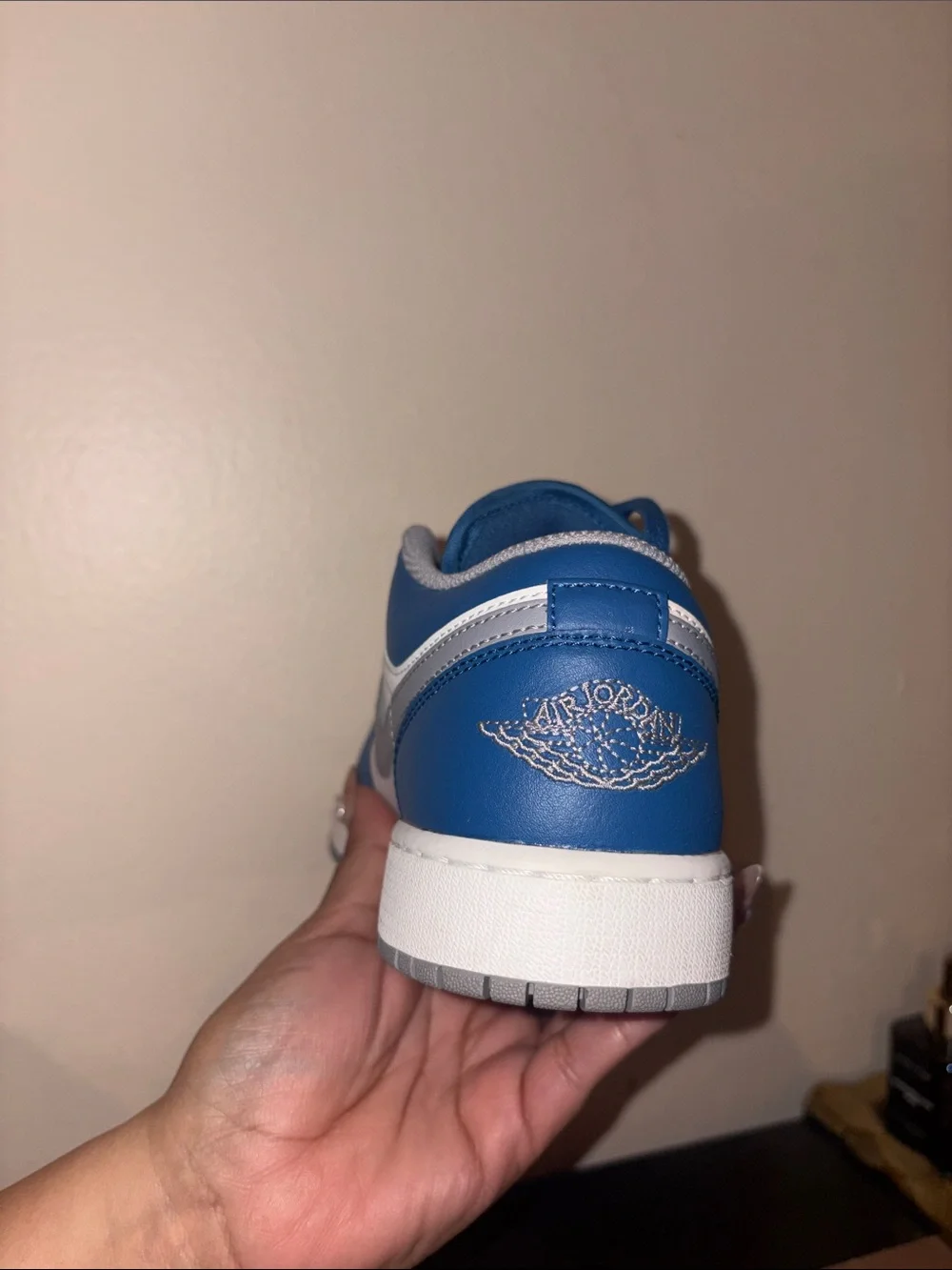 Air Jordan 1 Low-Top Sneakers in White and Blue